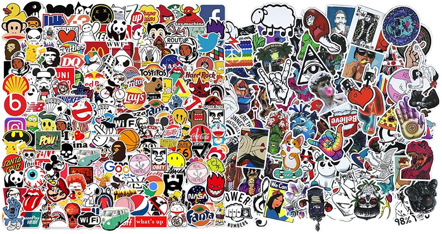 stickers, stickers a lot of stickers